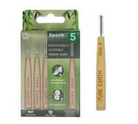 Pure Earth Essentials Bamboo Interdental Brushes - Biodegradable Interdental Brush - Organic Handle with Soft Bristles for Deep Clean Between Teeth and Gums (6 Pieces, Size 5, 1.2mm, Green)