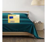 Pure Egyptian Split King Size Cotton Bed Sheets Set (King Split,600 Thread Count) Teal Bedding and Pillow Cases (5 Pc) - Egyptian Cotton Sheets Split King Size Bed-Sateen Sheets-16” Deep Pocket
