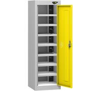 Pure Eight Bay Low Lemon Yellow Tablet Locker (with charging)