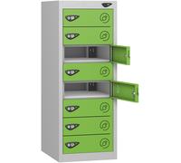 Pure Eight Door Low Forest Green Laptop Locker (with dual USB-A charging)