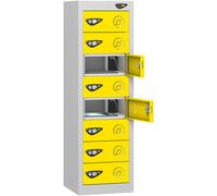 Pure Eight Door Low Lemon Yellow Tablet Locker (with dual USB-A charging)