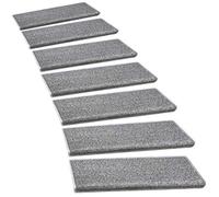 PURE ERA Bullnose Carpet Stair Treads Set Tape Free Non-Slip Indoor Stair Protectors Pet Friendly Rugs Covers Soft Skid Resistant Washable Reusable 9.5" x 30"(14 Pieces,Gray)