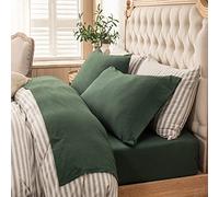 PURE ERA Jersey Knit 4pc Bed Sheet Set 100% T-Shirt Cotton Super Soft Comfy Breathable Fits Mattress Up to 20" Extra Deep Pocket (Solid Forest Green, King)