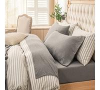 PURE ERA Jersey Knit 4pc Bed Sheet Set 100% T-Shirt Cotton Super Soft Comfy Breathable Fits Mattress Up to 20" Extra Deep Pocket (Heather Dark Grey, Full)