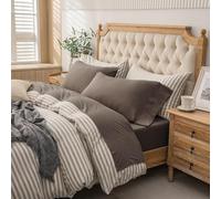 PURE ERA Jersey Knit 4pc Bed Sheet Set 100% T-Shirt Cotton Super Soft Comfy Breathable Fits Mattress Up to 20" Extra Deep Pocket (Solid Brown, Full)