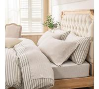 PURE ERA Jersey Knit 4pc Bed Sheet Set 100% T-Shirt Heather Cotton Super Soft Comfy Breathable Fits Mattress Up to 20" Extra Deep Pocket (Heather Beige, King)