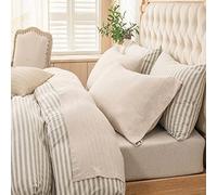 PURE ERA Jersey Knit 4pc Bed Sheet Set 100% T-Shirt Heather Cotton Super Soft Comfy Breathable Fits Mattress Up to 20" Extra Deep Pocket (Heather Beige, King)