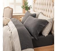 PURE ERA Jersey Knit 4pc Bed Sheet Set 100% T-Shirt Heather Cotton Super Soft Comfy Breathable Fits Mattress Up to 20" Extra Deep Pocket Charcoal Gray Queen
