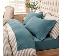 PURE ERA Jersey Knit 4pc Bed Sheet Set Bedding 100% T-Shirt Cotton Super Soft Comfy Breathable Fits Mattress Up to 20'' Extra Deep Pocket (Solid Cerulean Blue,Full)