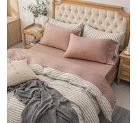 PURE ERA Jersey Knit 4pc Bed Sheet Set Bedding 100% T-Shirt Cotton Super Soft Comfy Breathable Fits Mattress Up to 20'' Extra Deep Pocket (Solid Petal Pink, King)
