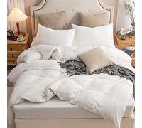 PURE ERA Jersey Knit Duvet Cover Set 100% T-Shirt Cotton Super Soft Comfy 3pc Bedding Set with Zipper (Solid Off White, King)
