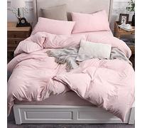 PURE ERA Jersey Knit Duvet Cover Set 100% T-Shirt Cotton Super Soft Comfy 3pc Bedding Set with Zipper Closure (Heather Pink, King)