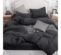 PURE ERA Jersey Knit Duvet Cover Set 100% T-Shirt Cotton Super Soft Comfy 3pc Bedding Set with Zipper Closure (Heather Charcoal Grey, Queen)