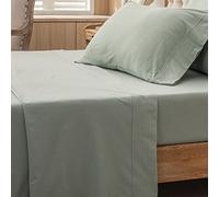 PURE ERA Jersey Knit Flat Top Sheet Only 100% T-Shirt Heather Cotton Super Soft Comfy Breathable (1-Pack, Queen, Sage Green)