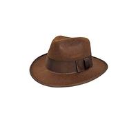 Pure Fashion UK Adults Brown Fedora Hat, Felt-Look Explorer Detective Style for Halloween Costumes - One Size