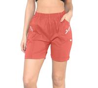 Pure Fashion UK® Women's 1/2 Length Cherry Berry Shorts - Ladies Plain Stretch Fit Pull On Elasticated Waist Summer Hot Pants Short (Coral, 16)