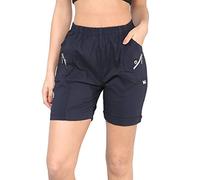 Pure Fashion UK® Women's 1/2 Length Cherry Berry Shorts - Ladies Plain Stretch Fit Pull On Elasticated Waist Summer Hot Pants Short (Navy, 14)