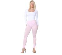 Pure Fashion UK® Women's Full Length Elasticated Waist Viscose Legging, Ladies Soft Stretchy Tights Activewear Sports Pants (Baby Pink, 24-26)