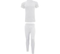 PURE FASHIONS Men's Thermal Underwear Set Warm Base layer Thermal Set Vests Trousers Top Bottom Long Johns for Cold Winter Wear and Skiing Running Workout (White Half-Sleeve Set, L)