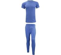 PURE FASHIONS Men's Thermal Underwear Set Warm Base layer Thermal Set Vests Trousers Top Bottom Long Johns for Cold Winter Wear and Skiing Running Workout (Blue Half-Sleeve Set, XL)