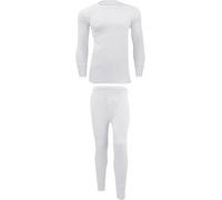 PURE FASHIONS Men's Thermal Underwear Set Warm Base layer Thermal Set Vests Trousers Top Bottom Long Johns for Cold Winter Wear and Skiing Running Workout (White Full-Sleeve Set, M)