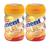 Pure Fresh Gum Tropical 35pc Bottle Pack of 2 Pineapple Orange Mango Exotic Fruit Flavour Filling Chewing Bubble Gum Sugar FREE Fresh Breath Snack with Welari Thank You Card | (2pack) (70g)