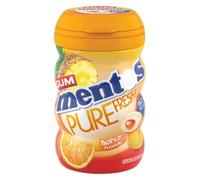 Pure Fresh Gum Tropical 35pc Bottle x 1, Pineapple Orange Mango Exotic Fruit Flavour Filling Chewing Bubble Gum - Sugar Free, Fresh Breath Snack with Welari Thank You Card | (1pack)
