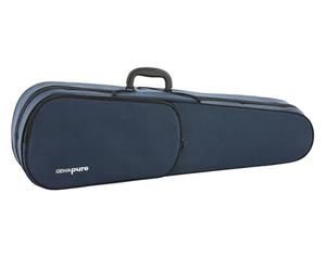 PURE GEWA Form Shaped Violin Case dark blue/light grey velvet with music pocket and backpack straps 4/4