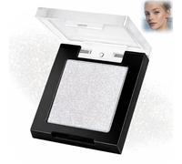 Pure Glow Shimmer Eyeshadow Single Compact - Soft Silver White Pressed Powder Eyeshadow with Light Reflecting Metallic Finish for Natural Daily Makeup and Creative Eye Looks