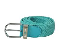 Pure Golf Super Stretch Woven Webbing Belt | Hand Enamelled Lady Golfer Detailing On Buckle | Womens Golf Belt | ONE SIZE FITS MOST UK 8-16 | Reinforced PU Tip (Ocean Blue)