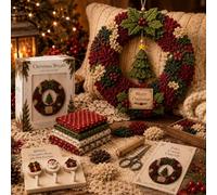 Pure Handmade 3D Christmas Fabric Poke Art Kit for Adults with Christmas Hanger, 3D Fabric Poke Wreath DIY Kit, Beginner-Friendly No-Sew Craft, 3D Texture, Relaxing Holiday Project (Tree)