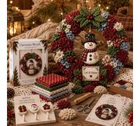 Pure Handmade 3D Christmas Fabric Poke Art Kit for Adults with Christmas Hanger, 3D Fabric Poke Wreath DIY Kit, Beginner-Friendly No-Sew Craft, 3D Texture, Relaxing Holiday Project (Snowman)