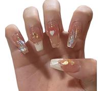 Pure Handmade Luxury Salon Designer Nail Art Fake Nails Cute Designs Press On Stick on Acrylic Soft Solid UV Art Gel False Nails For Girl Women Daily Gift Holiday Fit All Fingers (27, 22p)