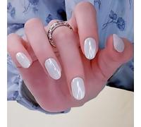 Pure Handmade Nails Press on Nail Reusable Fake Nails Short Long Medium Stick on Nails French Tip False Nails 10pcs with Jelly Adhesive Tabs File Storage Box (Q052 22P)