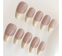 Pure Handmade Nails Press on Nail Reusable Fake Nails Short Long Medium Stick on Nails French Tip False Nails 10pcs with Jelly Adhesive Tabs File Storage Box (Q075 22P)