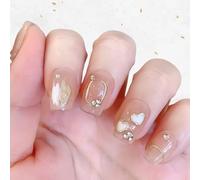 Pure Handmade Nails Press on Nail Reusable Fake Nails Short Long Medium Stick on Nails French Tip False Nails 10pcs with Jelly Adhesive Tabs File Storage Box (Q093 22P)