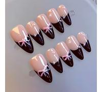 Pure Handmade Nails Press on Nail Reusable Fake Nails Short Long Medium Stick on Nails French Tip False Nails 10pcs with Jelly Adhesive Tabs File Storage Box (Q039 22P)