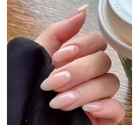 Pure Handmade Nails Press on Nail Reusable Fake Nails Short Long Medium Stick on Nails French Tip False Nails 10pcs with Jelly Adhesive Tabs File Storage Box (Q047 22P)