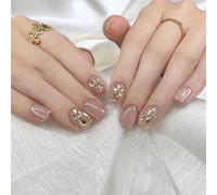 Pure Handmade Salon Nails Press on Nail Reusable Fake Stick on Nails Cat Eyes Rhinestones False Nails 10pcs with Jelly Adhesive Tabs File Storage Box (Q056 S)