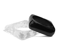 Pure Hands Handmade Bangle Set - Diaphanous Voodoo Studio - Chunky Clear Acrylic Bracelets in Black & White, Elegant Jewelry Gift for Women (2.6 Inches).