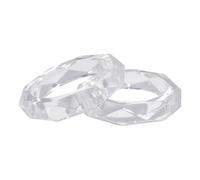 Pure Hands Handmade Clear Acrylic Bangle Set - Diaphanus Allure Studio - Half-Round Slim Design with Artistic Faceted Detailing, Elegant Resin Bracelets for Women/Adults