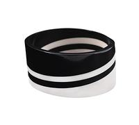 Pure Hands Handmade Resin Bangle - Music of Bianco e Nero Studio, Black & White Circular Inlays, Straight Profile, Satin Finish, Modern Minimalist Design