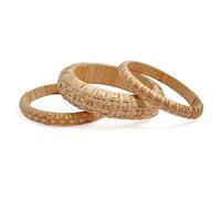 Pure Hands Handwoven Cane Bangle Set Half-Round Eco-Friendly Jewelry Studio - 3-Piece Rattan Bracelet Set for Women - Sustainable Fashion Accessories