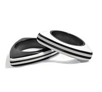 Pure Hands Resin Bangle Bracelet for Women - Black and White Triangular Handmade Cuff | Abstract Cut and Join Design | Satin Finish Studio