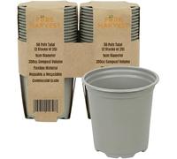 Pure Harvest 9cm Round High Propagation Plant Pots - Pack of 50 Durable Nursery Pots. Growing Containers for Herbs, Veg Plants & Annual Flowers. Excellent Drainage, Reusable & Easy to De-pot. Grey