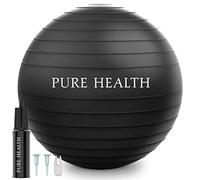 Pure Health Exercise Fitness Swiss Yoga Ball - Anti Burst Extra thick with Hand Pump for Home Gym -Birthing Ball for Yoga, Pilates, Fitness, Pregnancy & Labour (XL (78-85 cm), Black)