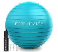 Pure Health Exercise Fitness Swiss Yoga Ball - Anti Burst Extra thick with Hand Pump for Home Gym -Birthing Ball for Yoga, Pilates, Fitness, Pregnancy & Labour (S (48-55 cm), Teal)