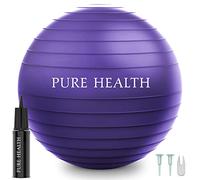 Pure Health Exercise Fitness Swiss Yoga Ball - Anti Burst Extra thick with Hand Pump for Home Gym -Birthing Ball for Yoga, Pilates, Fitness, Pregnancy & Labour (M (58-65 cm), Purple)