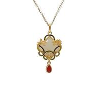 Pure Hetian Jade White Jade Dragon And Phoenix Auspicious Burning Blue Necklace Exquisite Pendant S925
