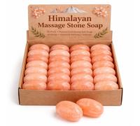 Pure Himalayan Salt Works Flat Oval Massage Stone, Pink Crystal Hand-Carved Stone for Massage Therapy, Deodorant and Salt and Sugar Scrubs (Pack of 6)
